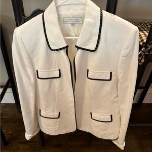 Tahari Women's Cream Blazer with Black Accents
